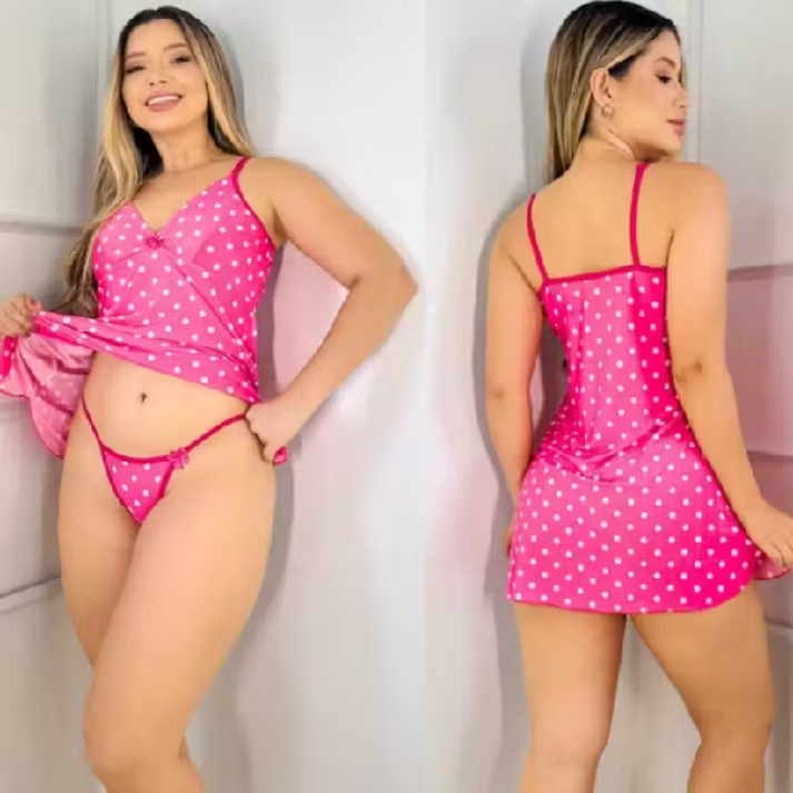 Camisola Sexy Feminina Acompanha Calcinha regulagem sensual pijama Feminino Lingerie