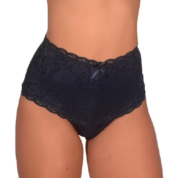 Kit C/5 Calcinha de algodão Segura Barriga Cintura Alta Com Renda Modeladora Pós Parto