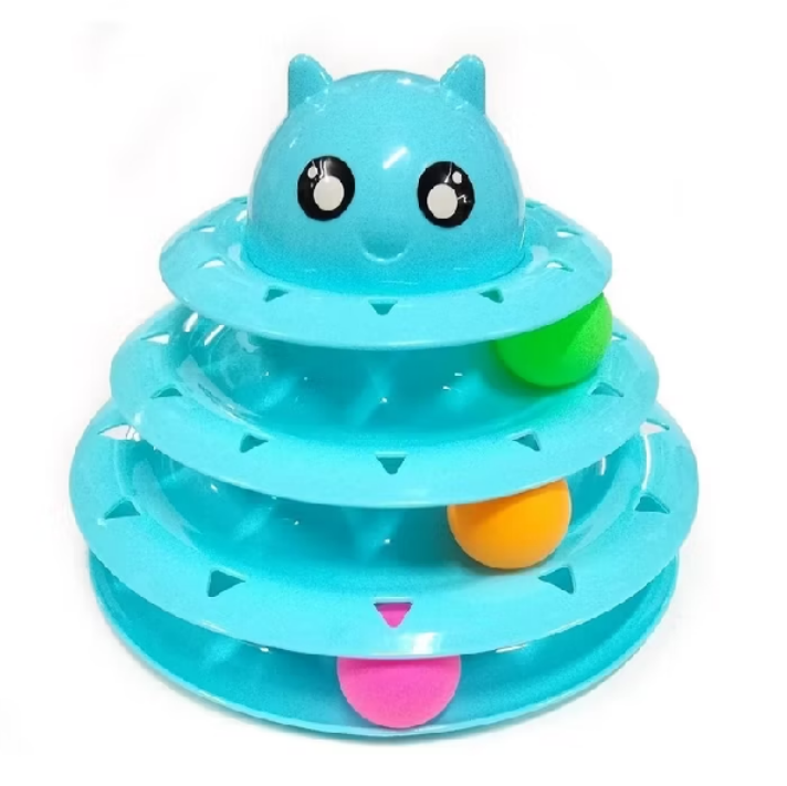 Brinquedo Interativo para Gato Torre De 3 e 4 Bolinhas – 4 Níveis