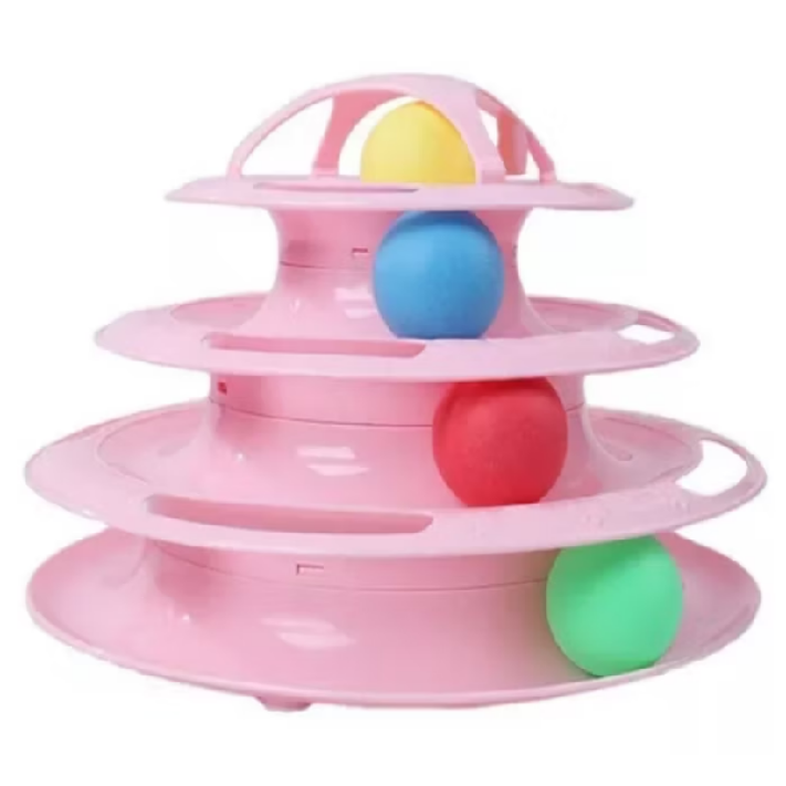 Brinquedo Interativo para Gato Torre De 3 e 4 Bolinhas – 4 Níveis