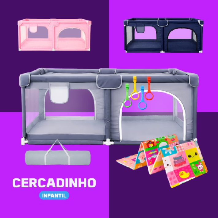 Cercadinho Bebê + Tapete + Bolsa + Argola Grande